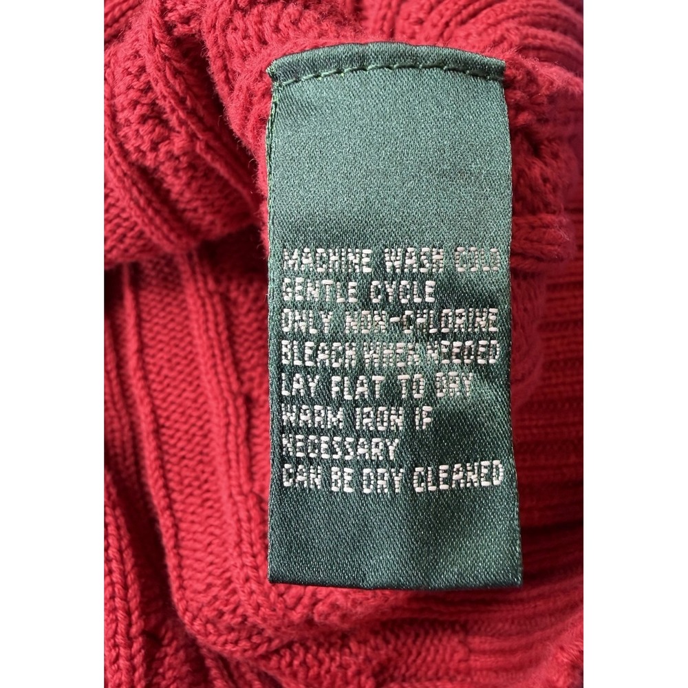 Lauren Ralph Lauren Women's Red Cotton Cable-Knit Crewneck Pullover Sweater 3X - Picture 4 of 11